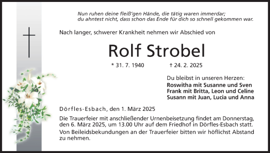 Anzeige von Rolf Strobel von MGO