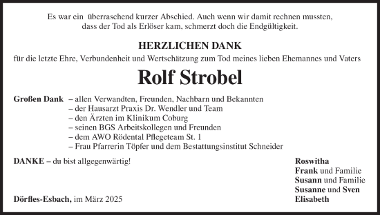 Anzeige von Rolf Strobel von MGO