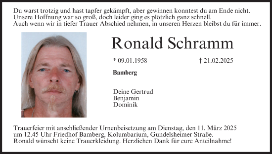 Anzeige von Ronald Schramm von MGO