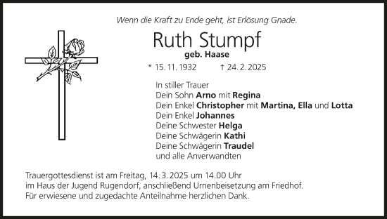 Anzeige von Ruth Stumpf von MGO