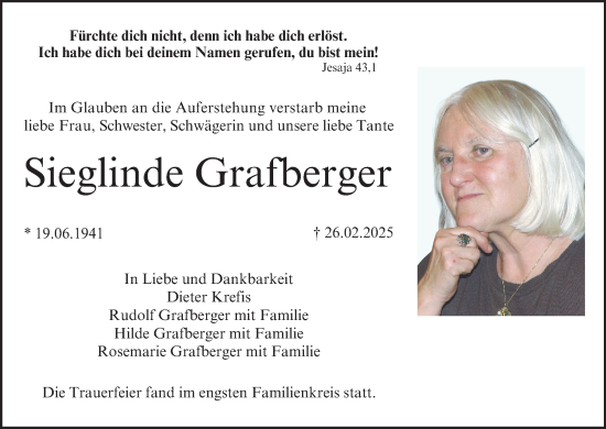 Anzeige von Sieglinde Grafberger von MGO