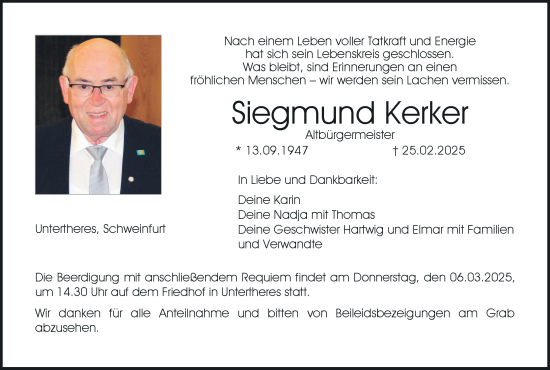 Anzeige von Siegmund Kerker von MGO