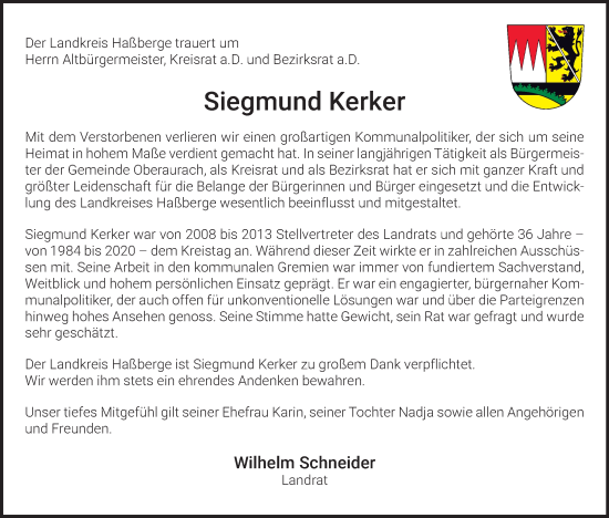 Anzeige von Siegmund Kerker von MGO