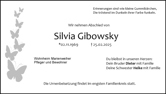 Anzeige von Silvia Gibowsky von MGO