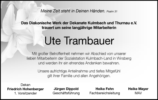 Anzeige von Ute Trambauer von MGO