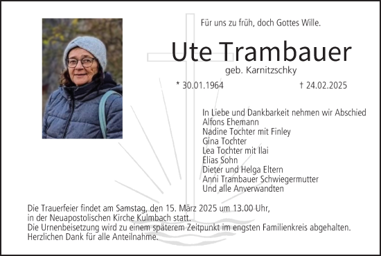 Anzeige von Ute Trambauer von MGO