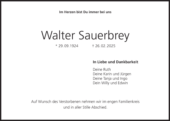 Anzeige von Walter Sauerbrey von MGO