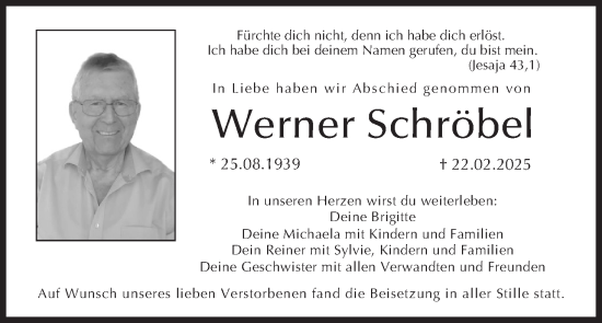 Anzeige von Werner Schröbel von MGO