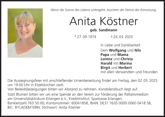 Anzeige von Anita Köstner von MGO