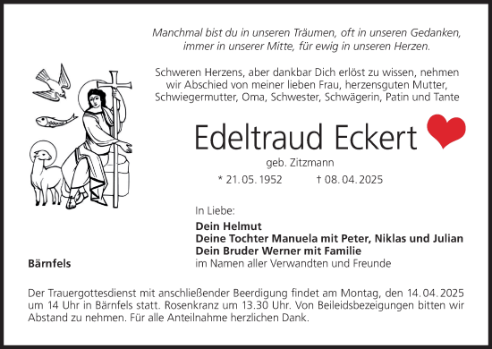 Anzeige von Edeltraud Eckert von MGO