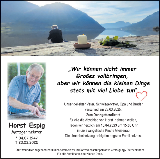 Anzeige von Horst Espig von MGO