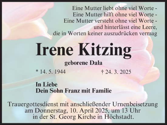 Anzeige von Irene Kitzing von MGO