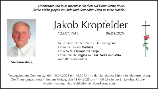 Anzeige von Jakob Kropfelder von MGO