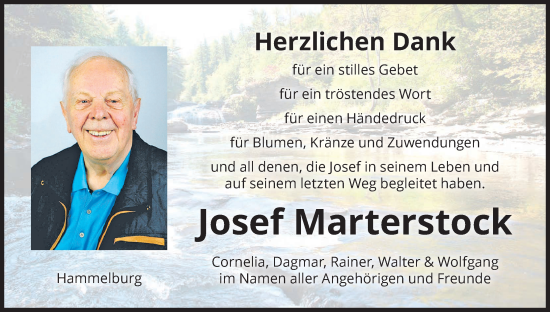 Anzeige von Josef Marterstock von MGO