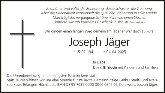 Anzeige von Joseph Jäger von MGO