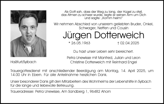 Anzeige von Jürgen Dotterweich von MGO
