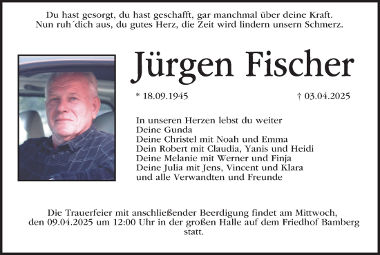 Anzeige von Jürgen Fischer von MGO