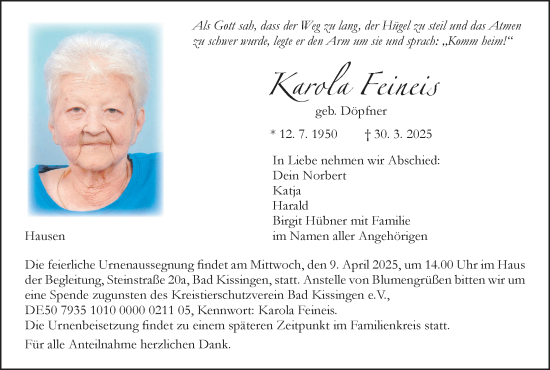 Anzeige von Karola Feineis von MGO