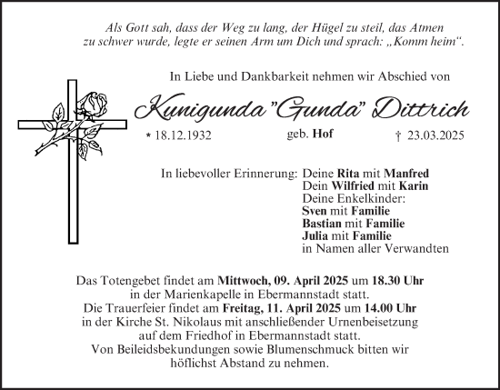 Anzeige von Kunigunda Dittrich von MGO