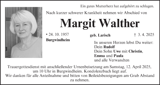 Anzeige von Margit Walther von MGO