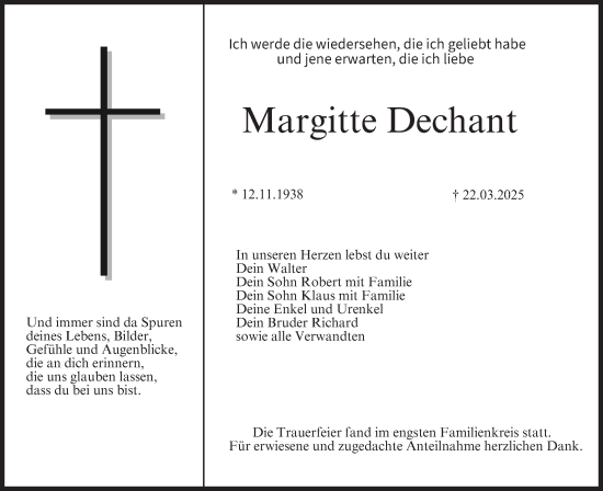 Anzeige von Margitte Dechant von MGO