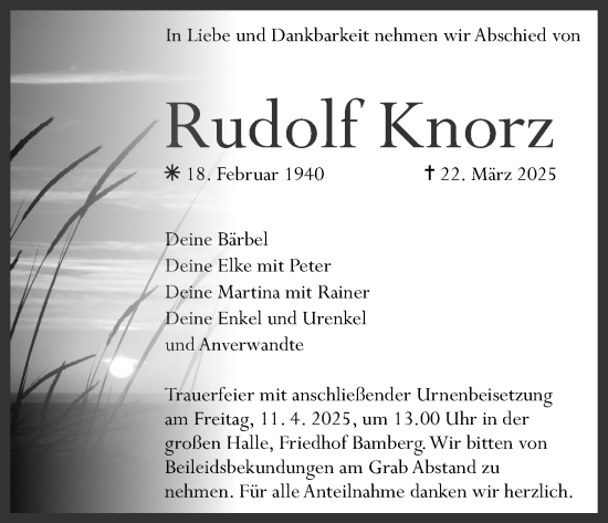 Anzeige von Rudolf Knorz von MGO