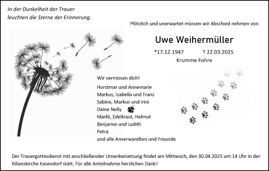 Anzeige von Uwe Weihermüller von MGO