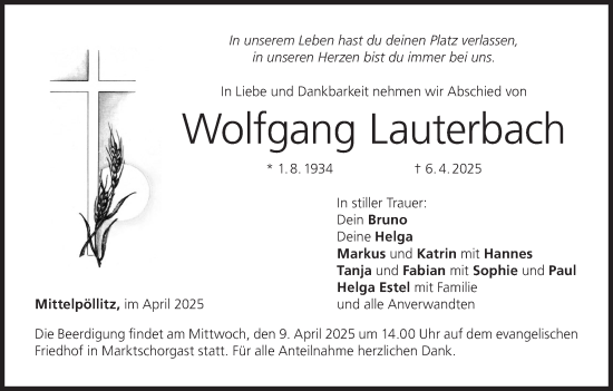 Anzeige von Wolfgang Lauterbach von MGO