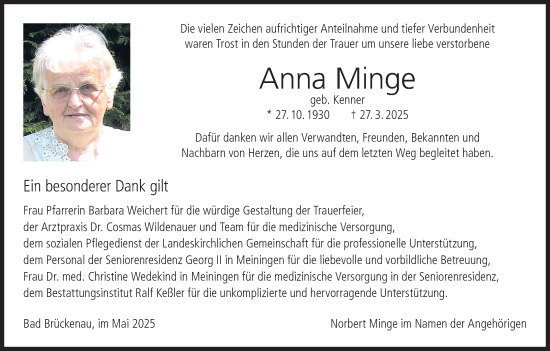 Anzeige von Anna Minge von MGO