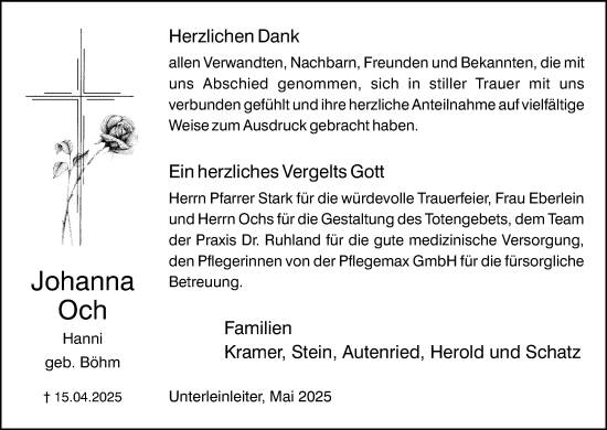 Anzeige von Johanna Och von MGO