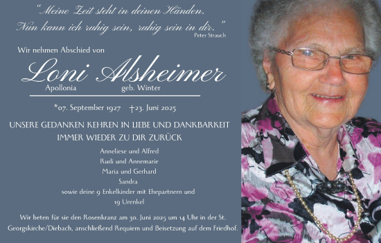 Anzeige von Apollonia Alsheimer von MGO