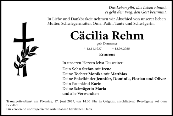 Anzeige von Cäcilia Rehm von MGO