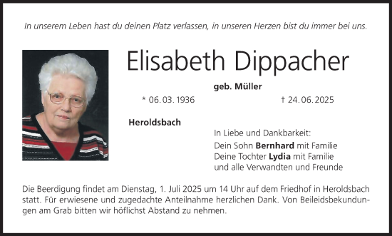 Anzeige von Elisabeth Dippacher von MGO