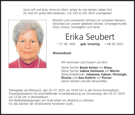 Anzeige von Erika Seubert von MGO
