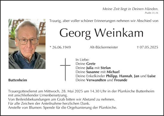 Anzeige von Georg Weinkam von MGO