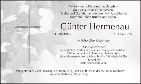 Anzeige von Günter Hermenau von MGO