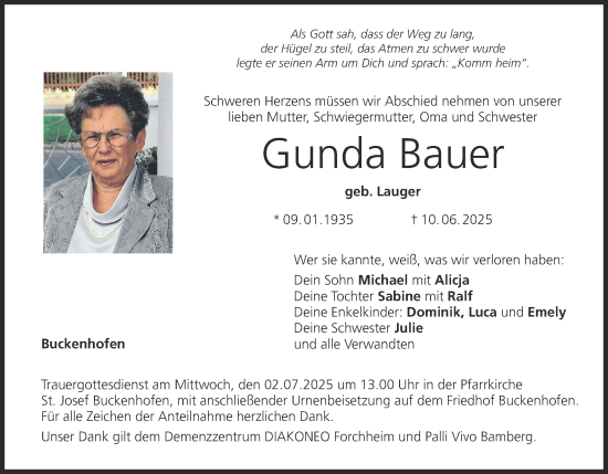 Anzeige von Gunda Bauer von MGO
