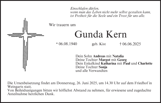 Anzeige von Gunda Kern von MGO