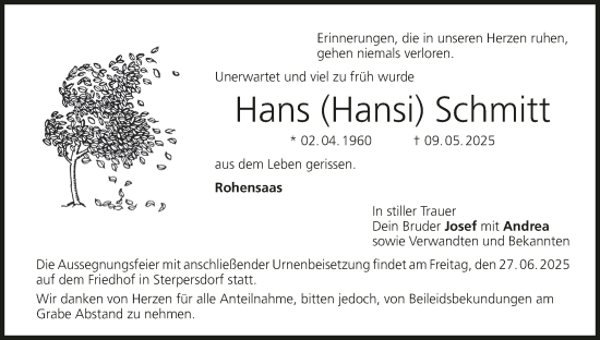 Anzeige von Hans Schmitt von MGO