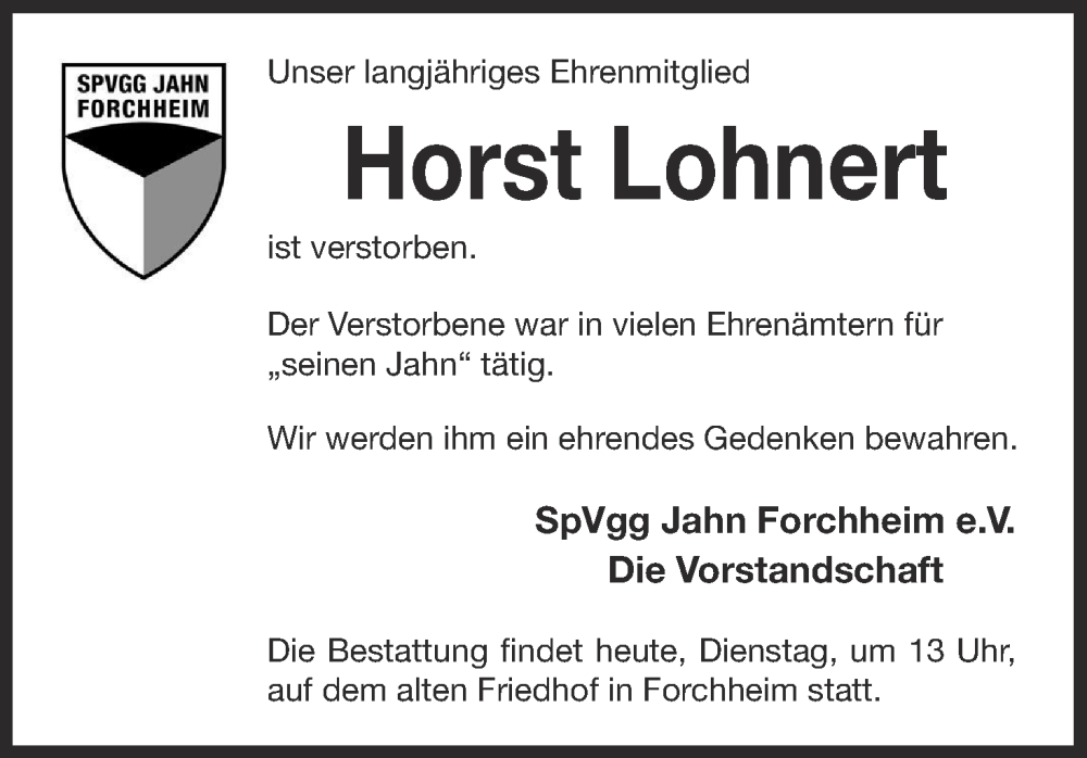  Traueranzeige für Horst Lohnert vom 03.06.2025 aus MGO