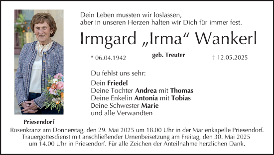 Anzeige von Irmgard Wankerl von MGO