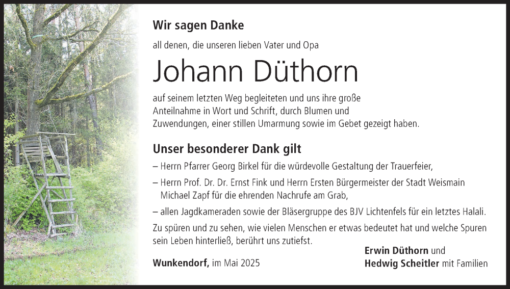  Traueranzeige für Johann Düthorn vom 24.05.2025 aus MGO