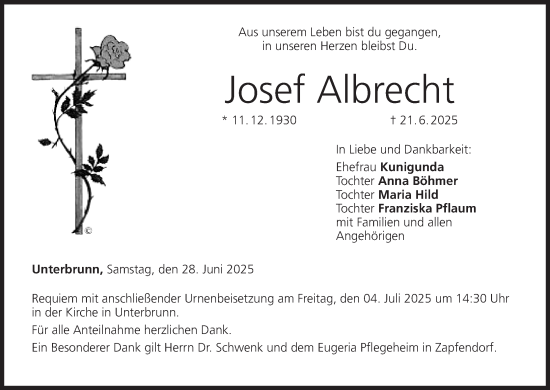 Anzeige von Josef Albrecht von MGO