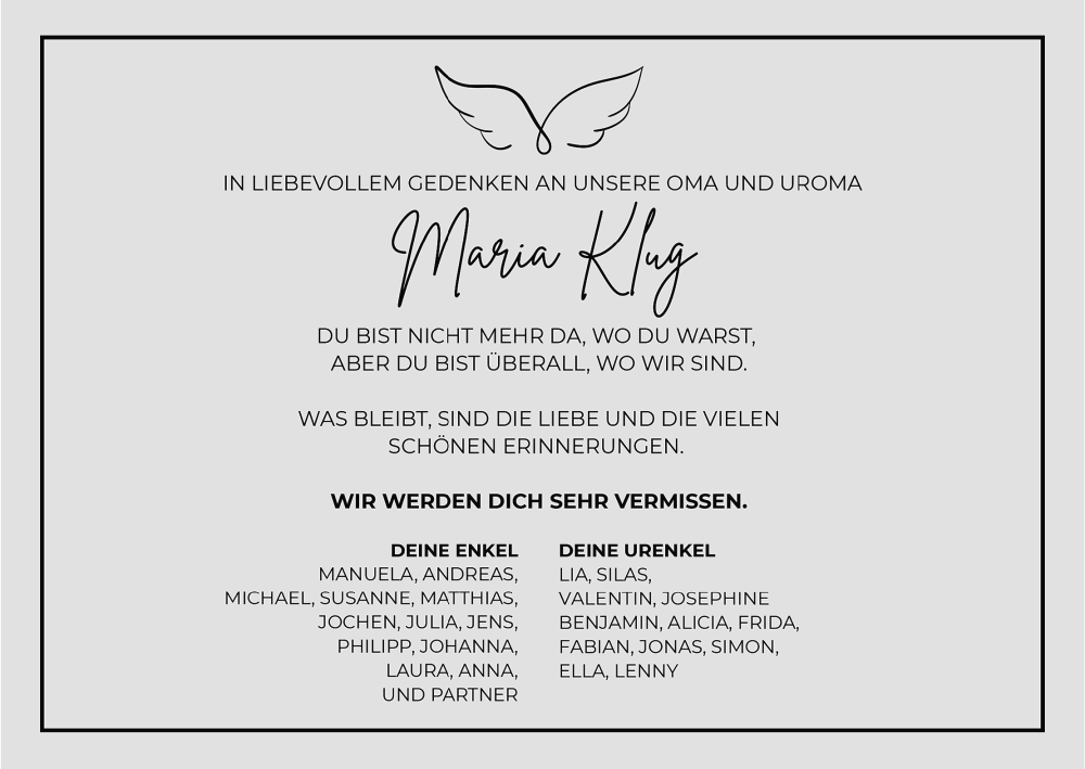  Traueranzeige für Maria Klug vom 04.06.2025 aus MGO