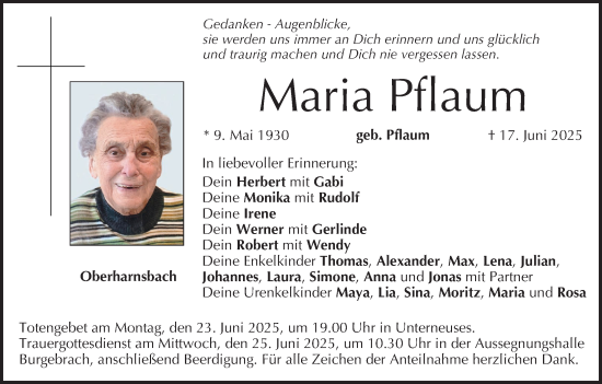 Anzeige von Maria Pflaum von MGO