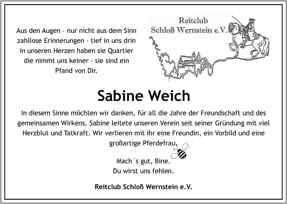  Traueranzeige für Sabine Weich vom 28.06.2025 aus MGO