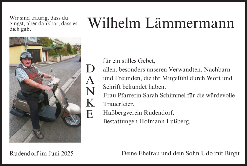  Traueranzeige für Wilhelm Lämmermann vom 17.06.2025 aus MGO