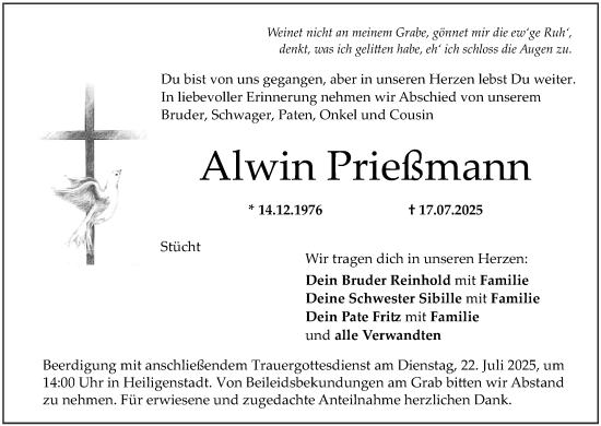 Anzeige von Alwin Prießmann von MGO