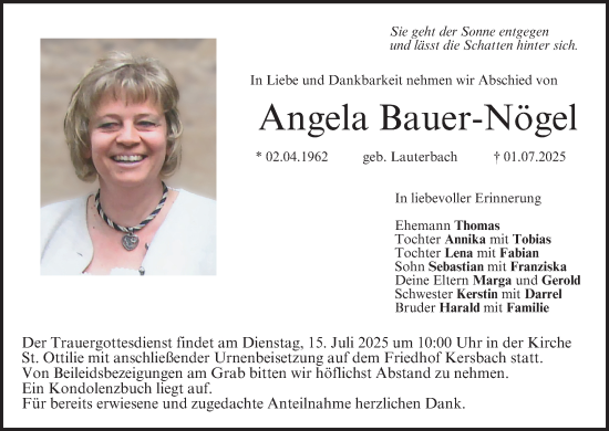 Anzeige von Angela Bauer-Nögel von MGO