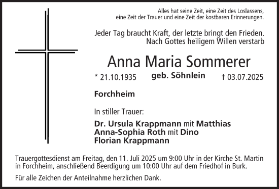 Anzeige von Anna Maria Sommerer von MGO